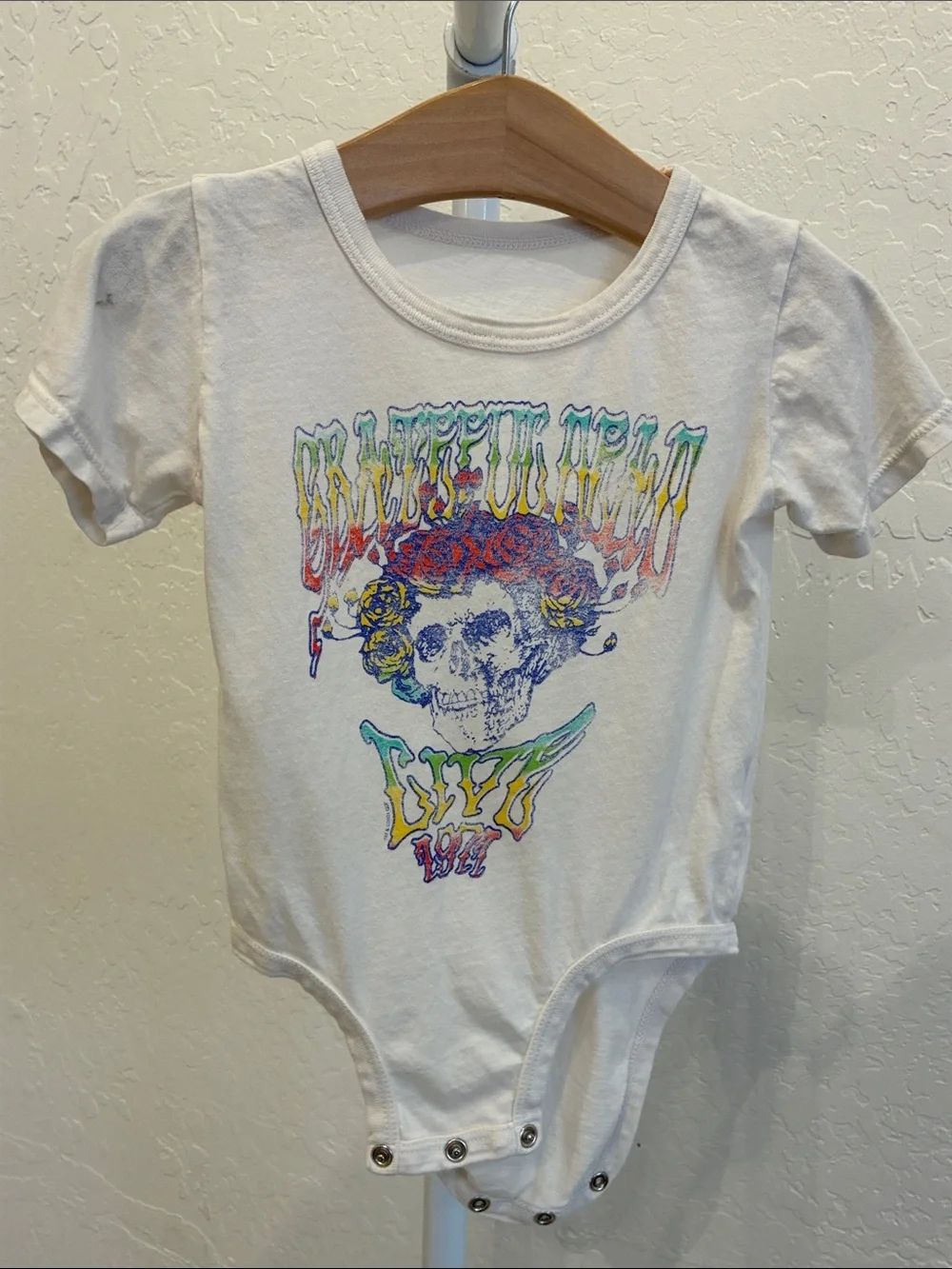 Rowdy Sprout White One-Piece Bodysuit with Multicolor Graphic